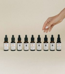 Image of Oliveda Serums lined up.